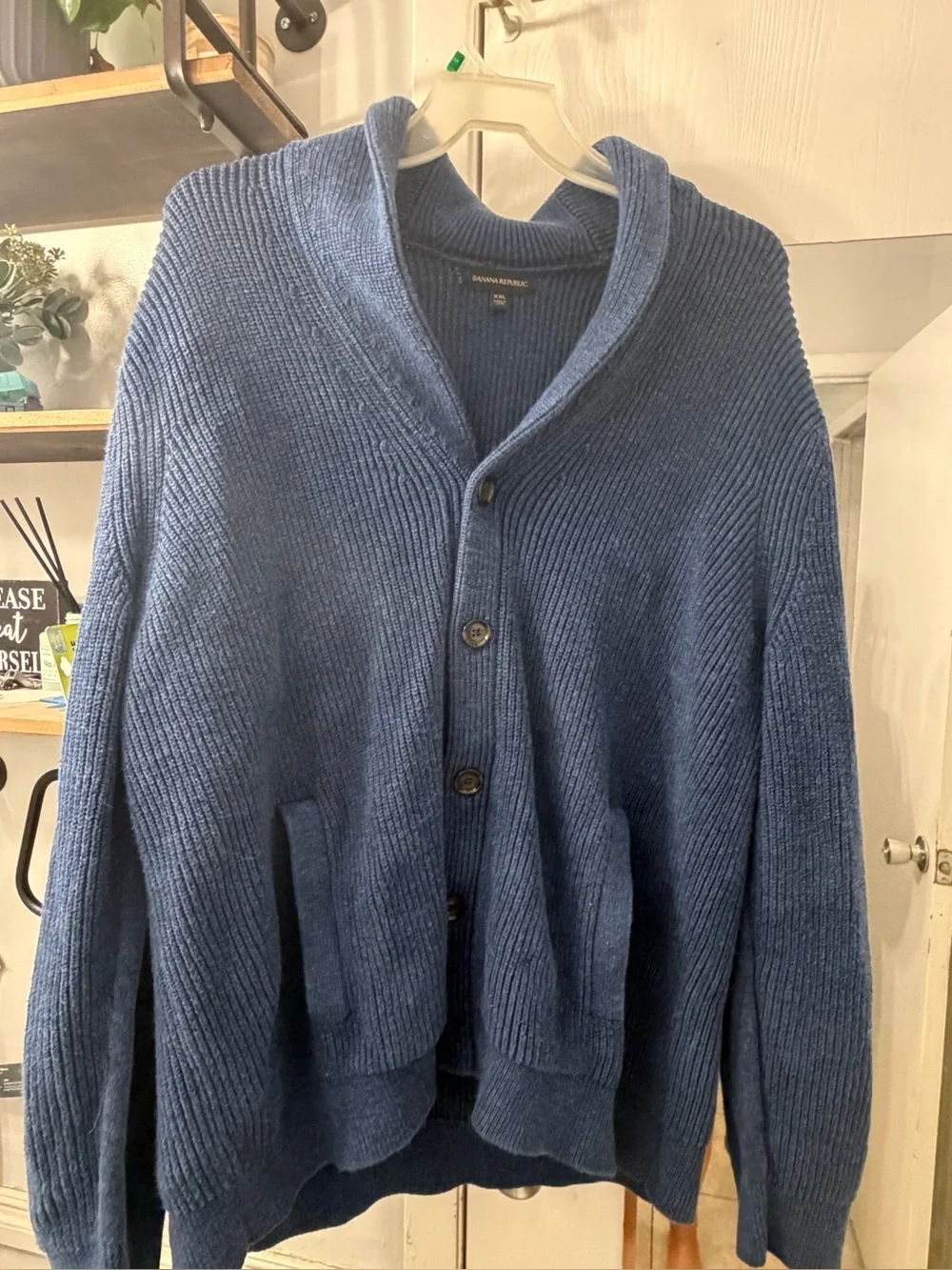 Banana Republic Men's Shawl Collar Navy Blue Cardigan